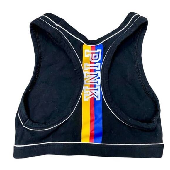 Victoria's Secret PINK Sports Bra Racerback High Neck Graphic Striped XS - Picture 3 of 3